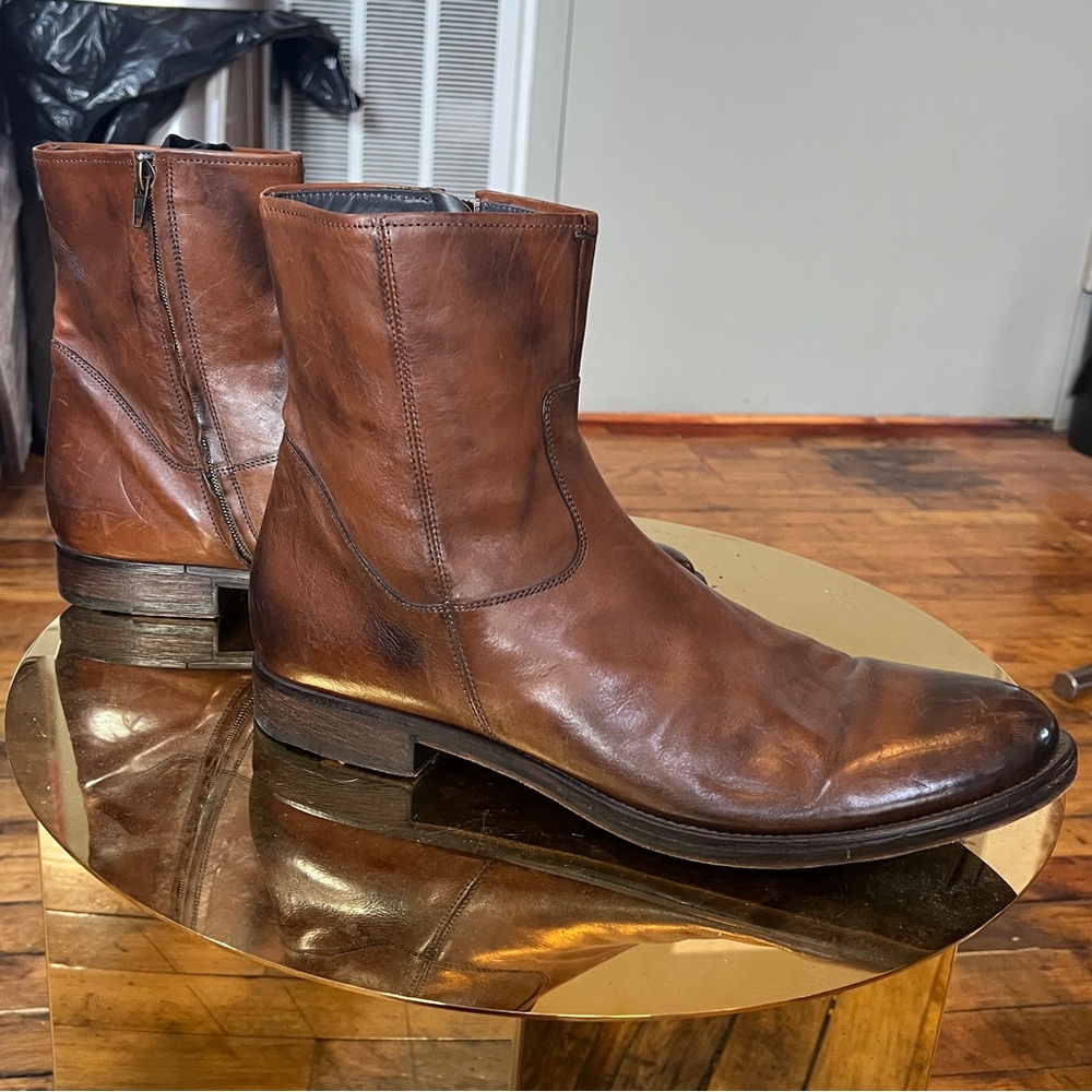 To Boot Mens Size 11 Leather Brown Cognac Zip Chelsea Boot